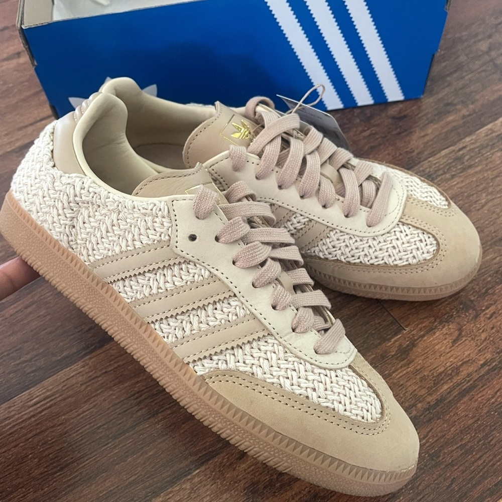 Adidas Samba Beige Sneakers with Woven Detail